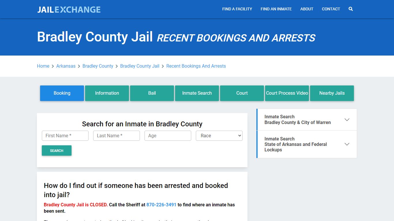 Bradley County Jail AR Recent Arrests and Bookings - Jail Exchange