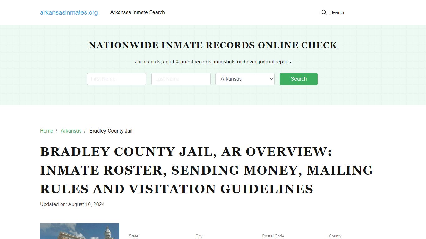 Bradley County Jail, AR: In-Custody Search, Visitation & Contact Info